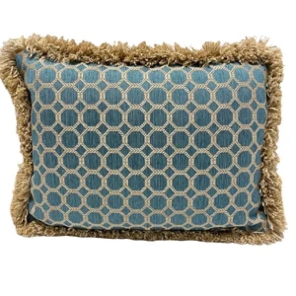 Lumbar - teal and gold accent pillow case